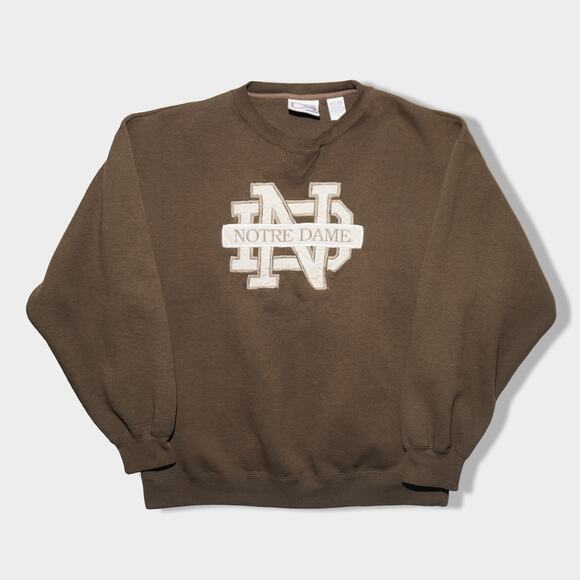 Vintage Notre Dame Fighting Irish Crewneck Sweatshirt Men’s Large Brown Logo - Picture 1 of 8